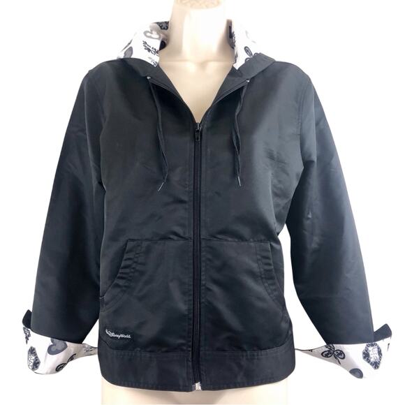 Disney Parks Authentic Lined MM28 Full Zip Hooded Black Outdoor Rain Jacket - Picture 12 of 16